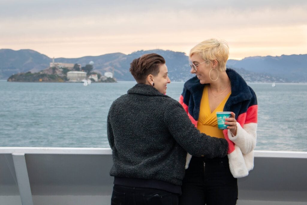 Couple celebrating in San Francisco