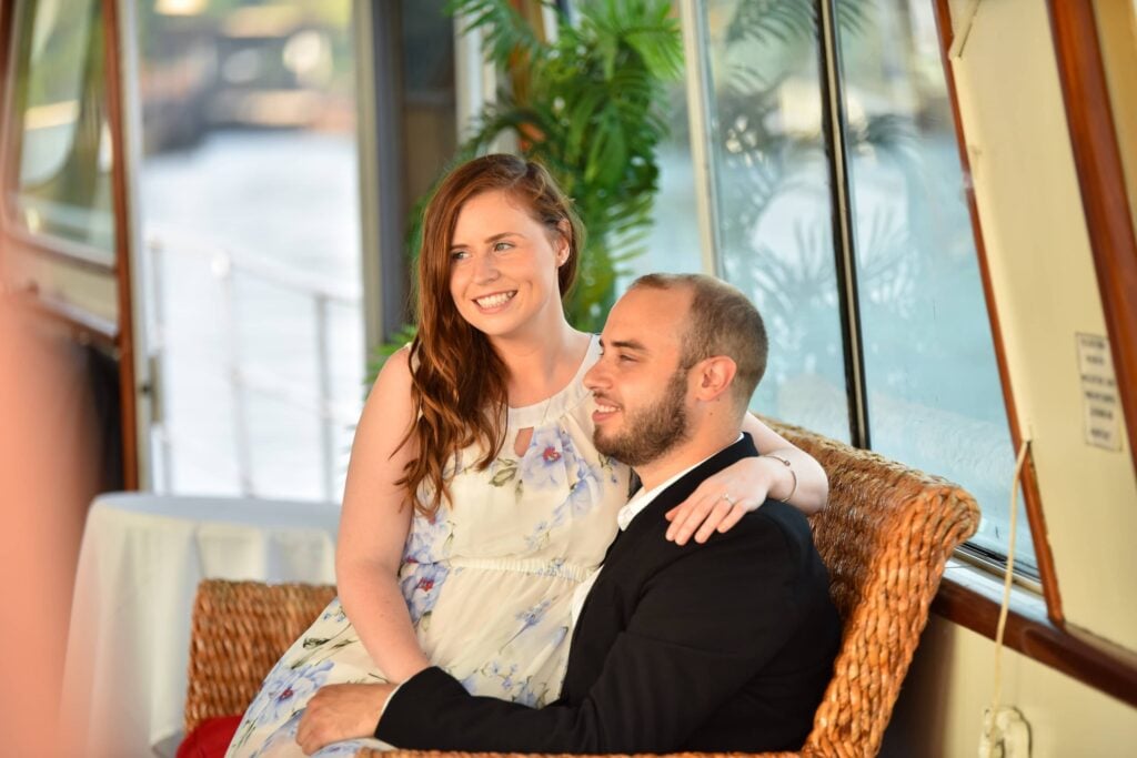 Couple celebrating an Engagement Party on a City Cruises vessel in Toronto