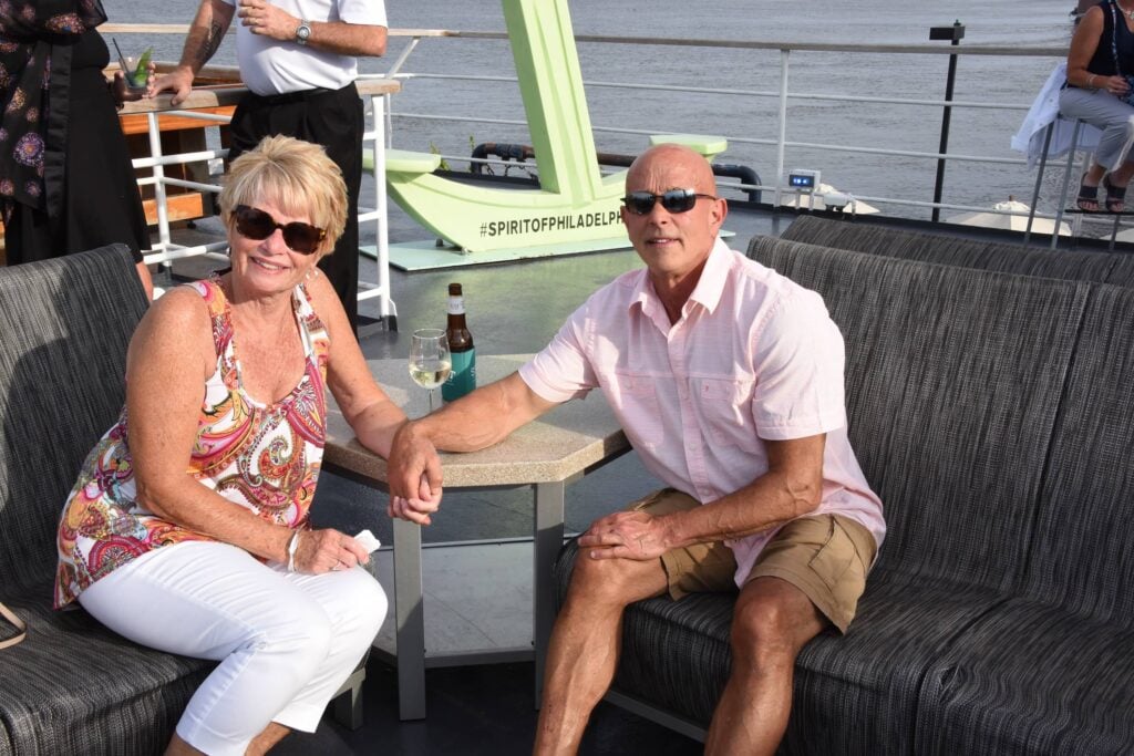 Couple at Retirement Party on City Cruises vessel in Philadelphia.