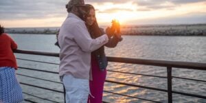 marina del rey couple in sunset