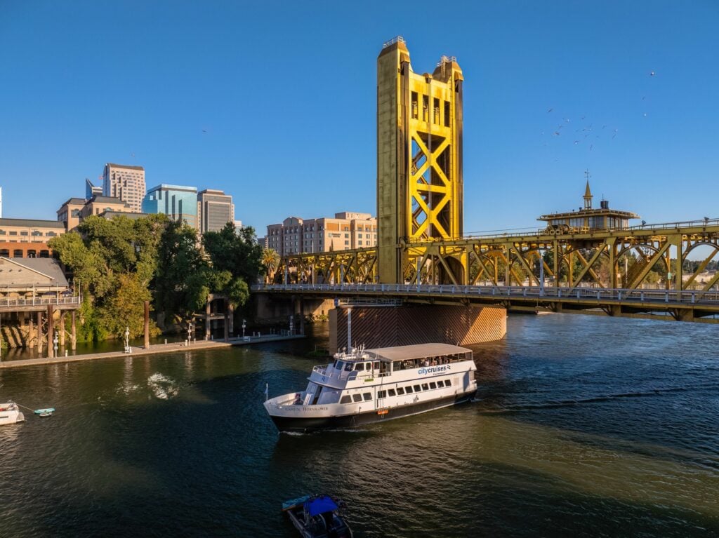 sacramento boat with bridge