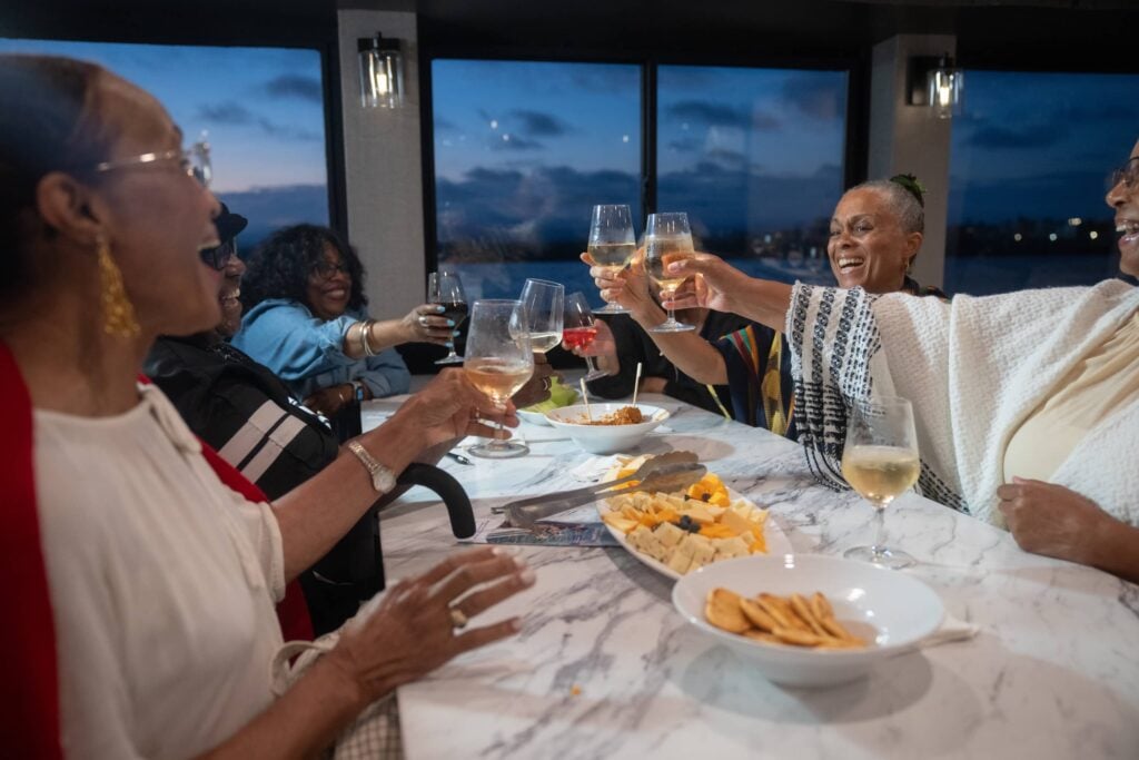 Group enjoying a retirement party on City Cruises vessel in Marina del Rey