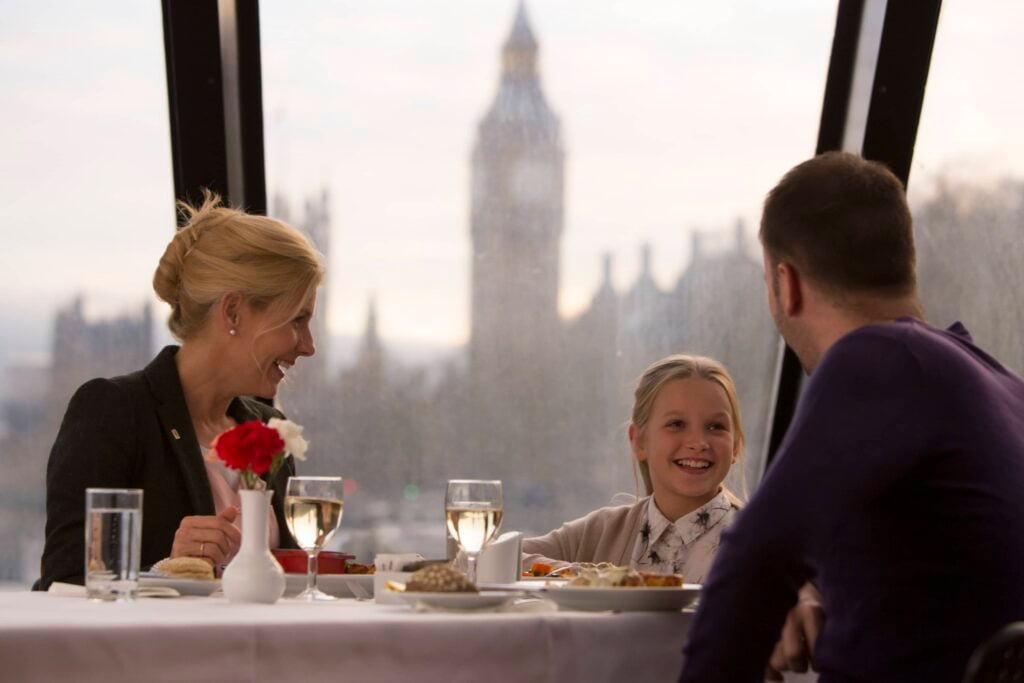 Family dining on the London Waterfront with City Cruises