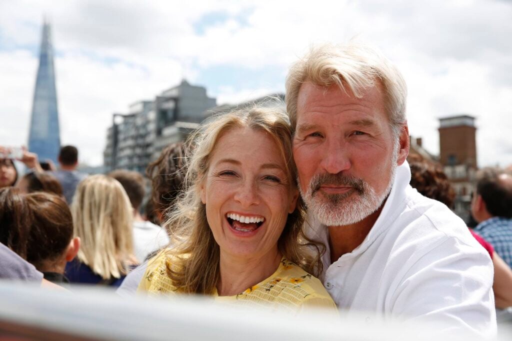 London couple on a City Cruises vessel during a retirement party