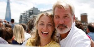 London couple on a City Cruises vessel during a retirement party