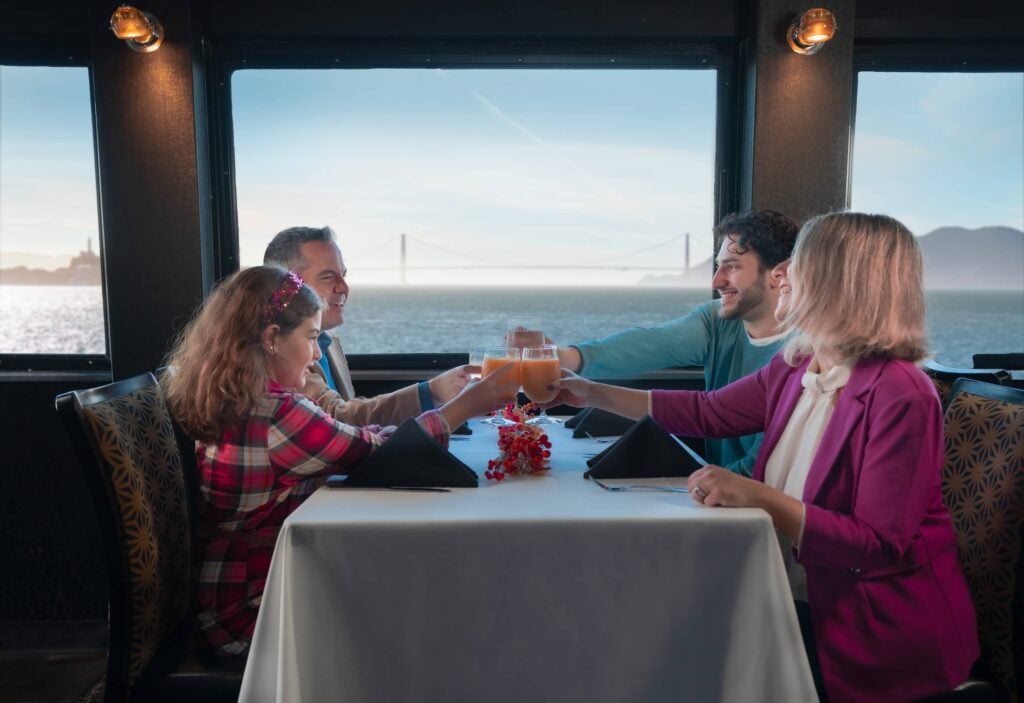 Family enjoying waterfront dining in Berkeley