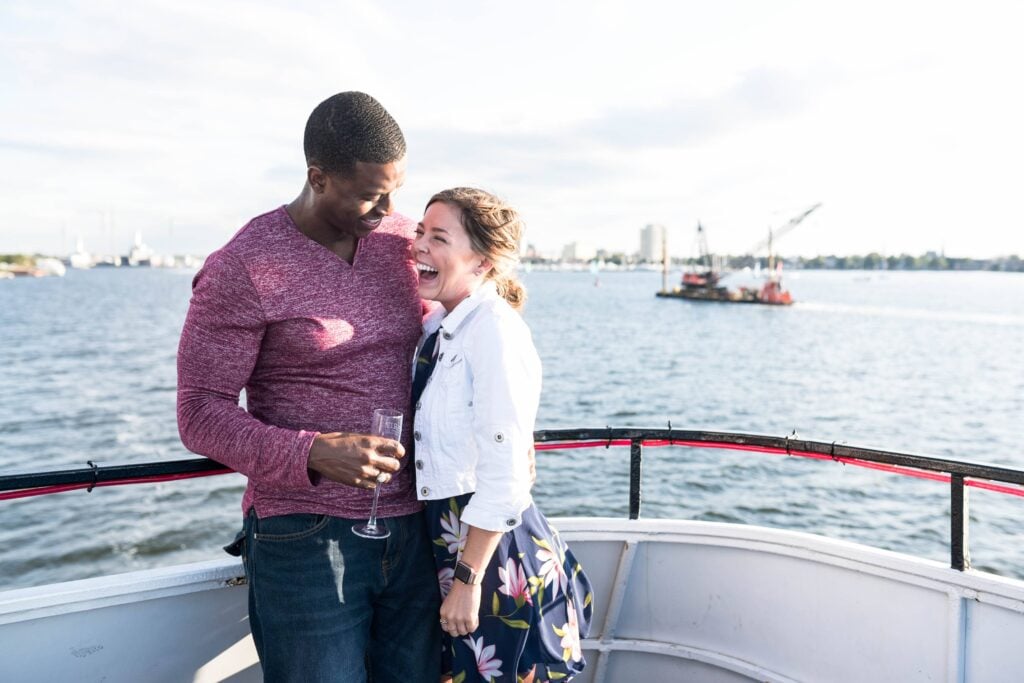 Couple dining on Norfolk waterfront