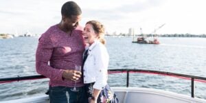 Couple dining on Norfolk waterfront