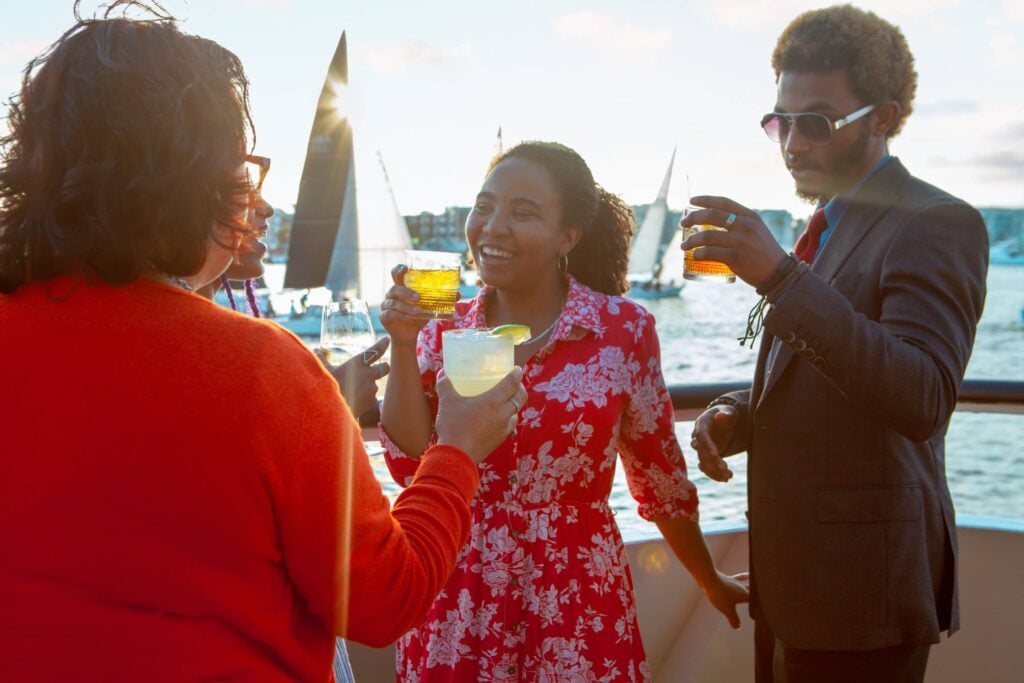 Group enjoying City Cruises as a meeting space in Los Angeles