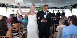 Couple celebrating their wedding onboard City Cruises in Los Angeles