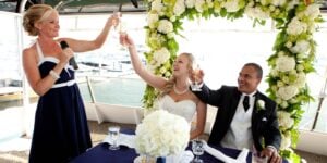 Maid of Honor toast at a wedding onboard City Cruises in Los Angeles