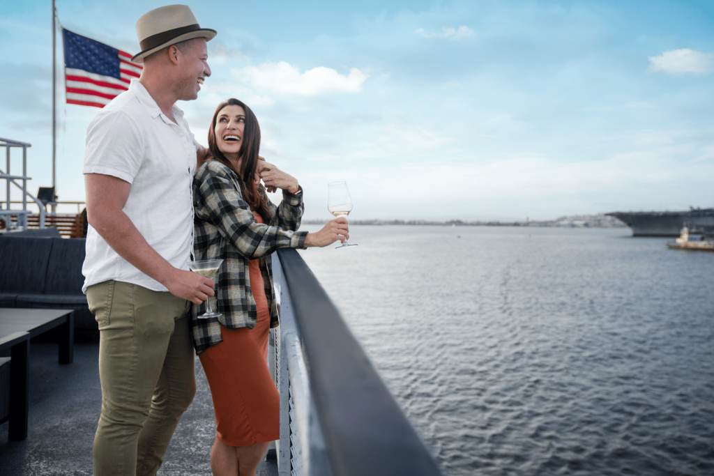 Couple onboard City Cruises in San Diego