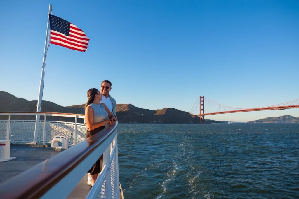 Couple celebrating Memorial Day on City Cruises in Berkeley