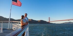 Couple celebrating Memorial Day on City Cruises in Berkeley