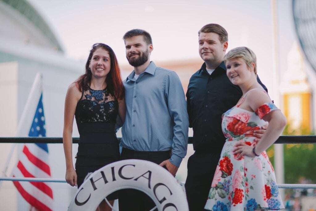 Group of friends celebrating Memorial Day Weekend onboard City Cruises in Chicago