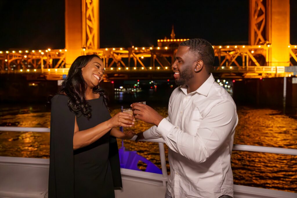 couple toasting in sacramento