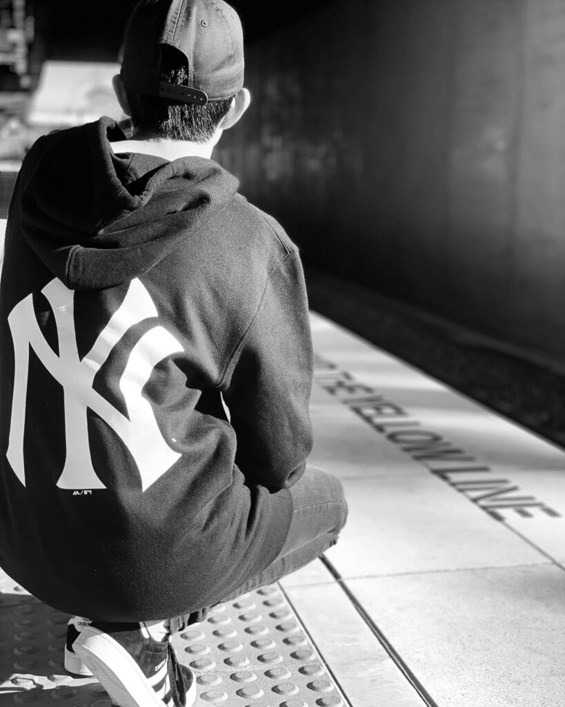 Person wearing Yankees gear